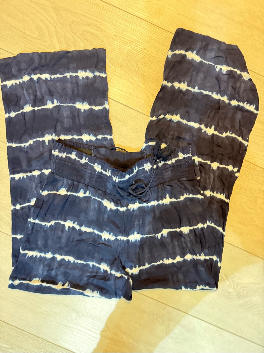 INC International Concepts Navy and White Tie-Dye Drawstring Sweatpants